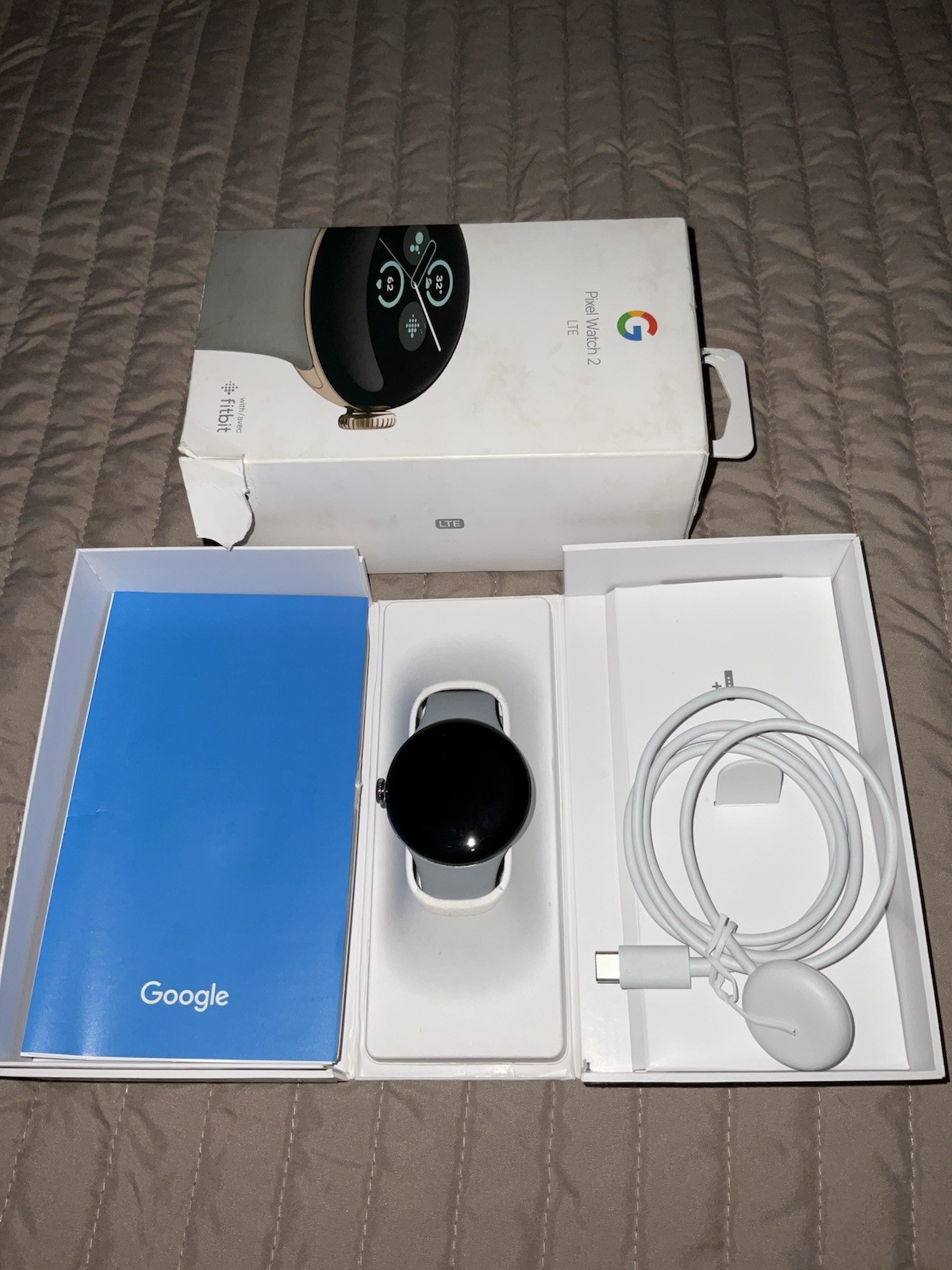 Google Pixel Watch 2 41mm Gold Aluminum LTE with Gray Sport Band