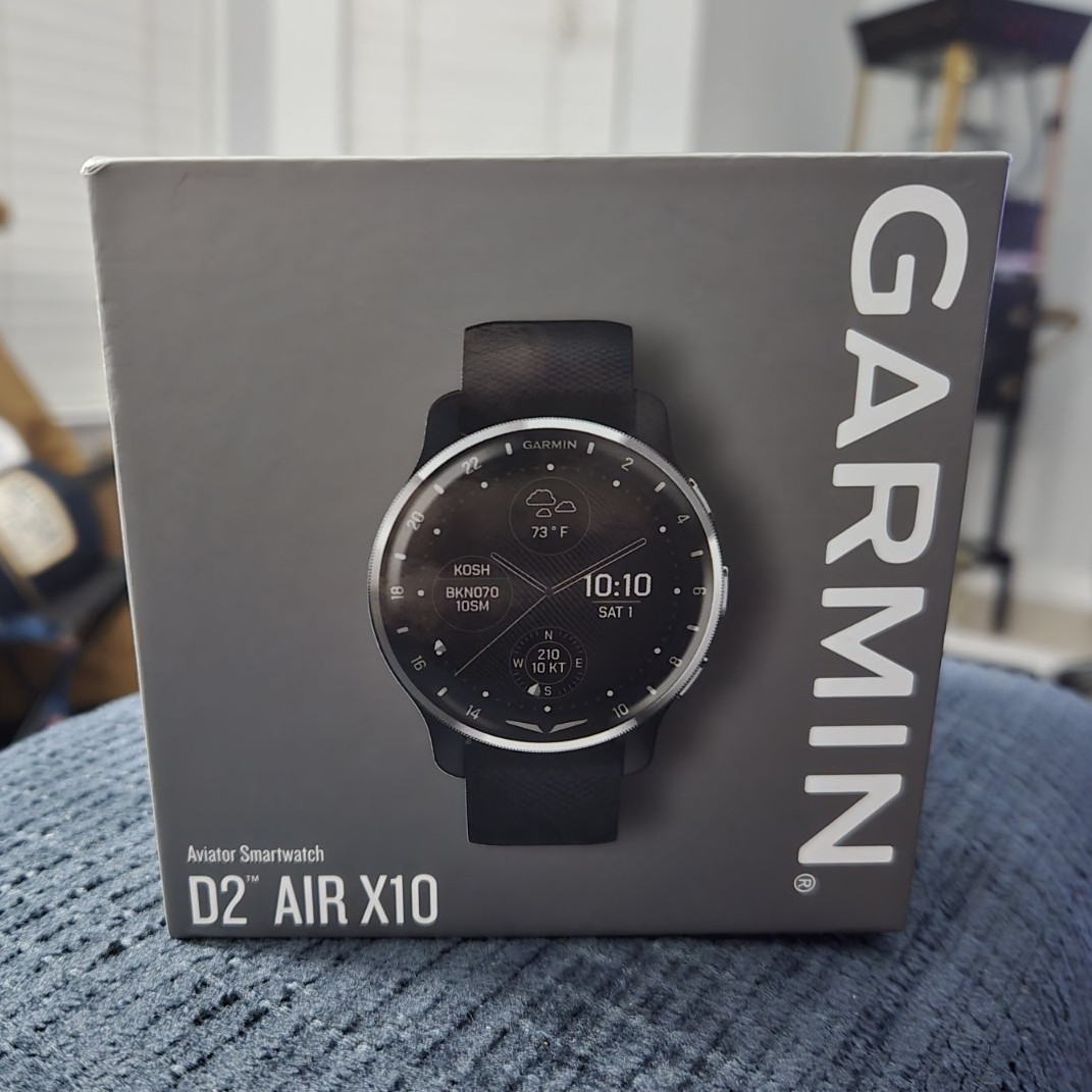 Garmin D2 Air X10 45mm Stainless Silver Case, Black Silicone Band, 32GB