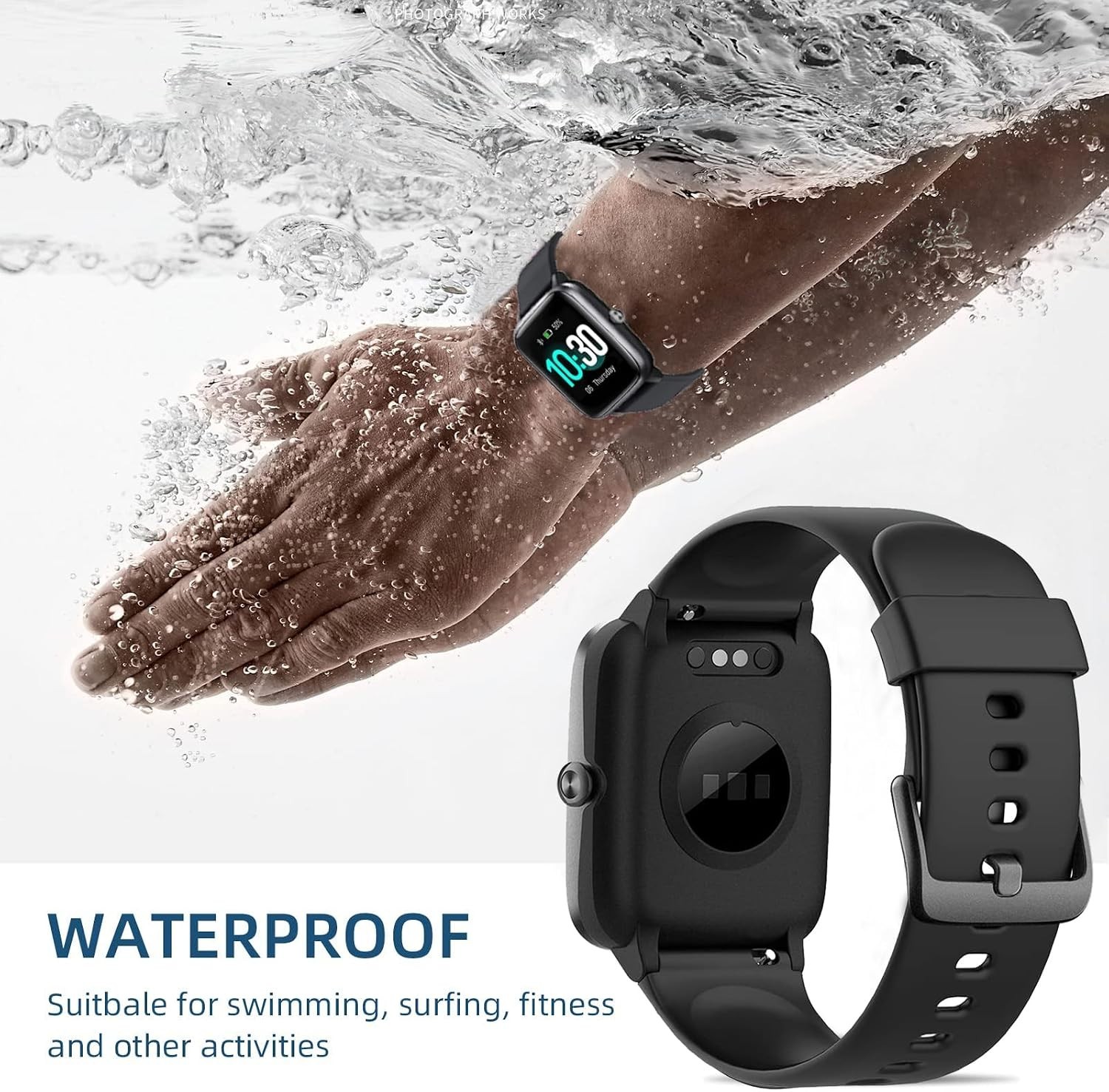 Silicone Band for ID205L – Breathable Black Strap for Active Lifestyles