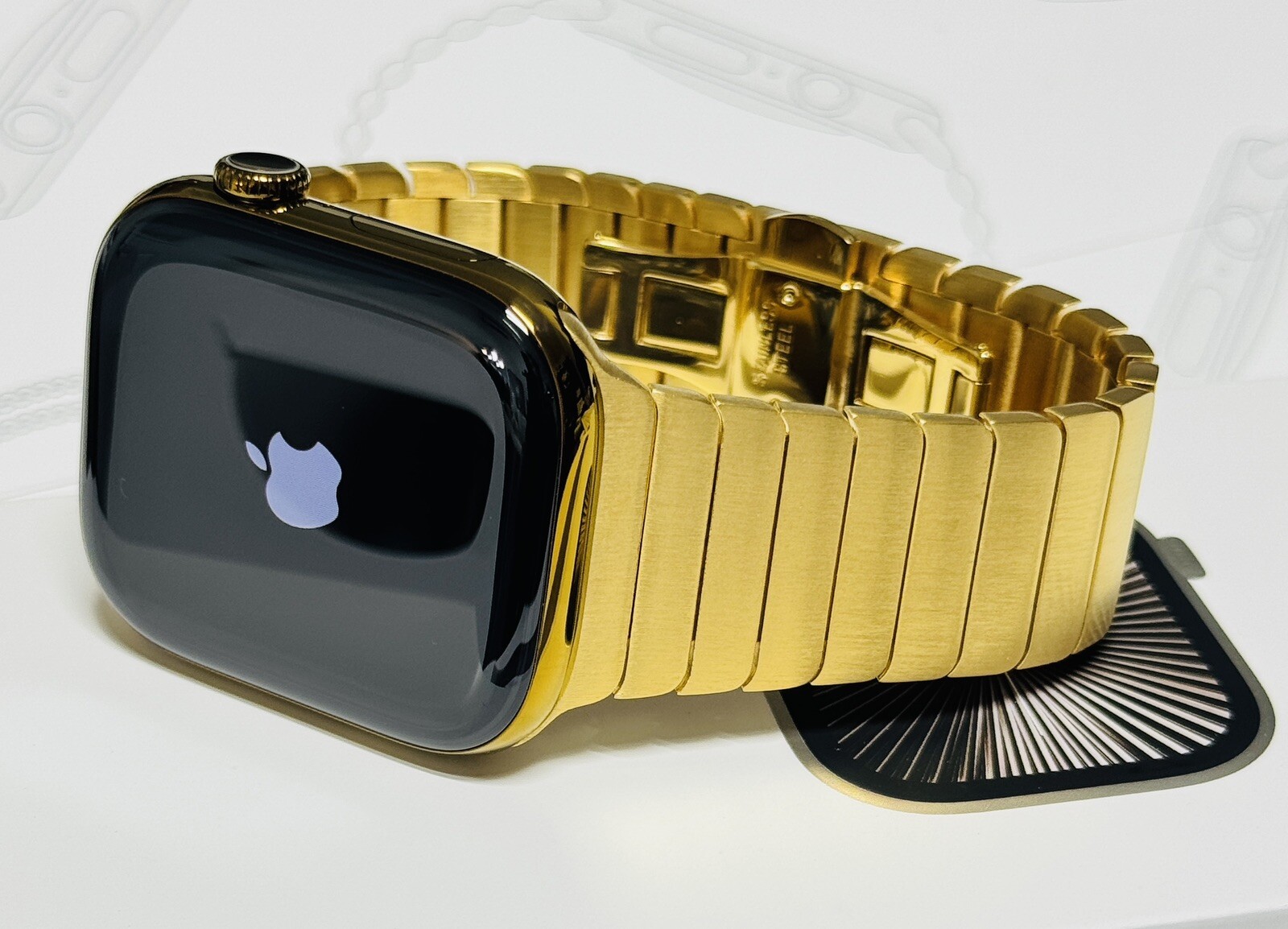 Custom Anodized Bright Gold 46MM Apple Watch SERIES 11 Gold Plated Link Band