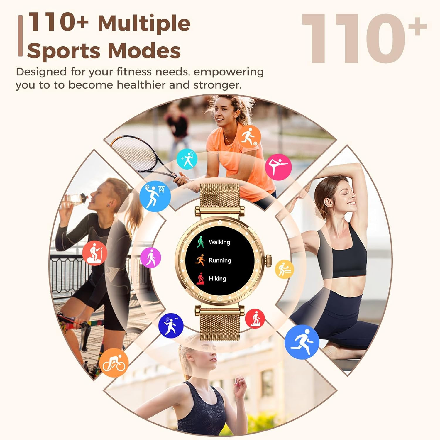 Smart Watch for Women, HD AMOLED Display Fitness Tracker Bluetooth Make/Answe…