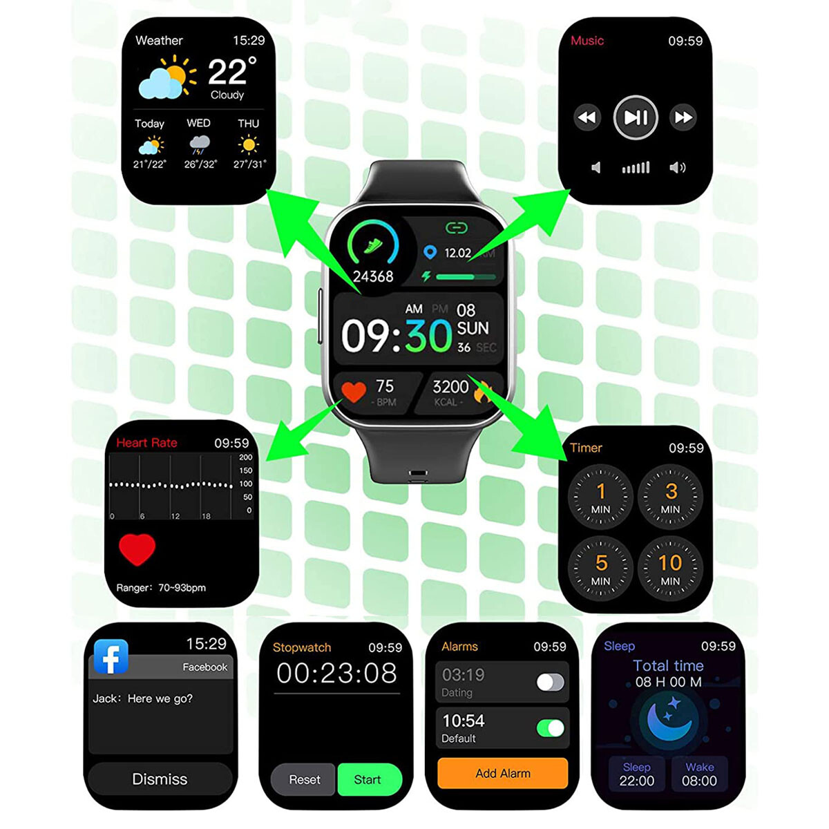 Smart Watch Men Women Fitness Tracker Heart Rate Watches for iPhone Android iOS