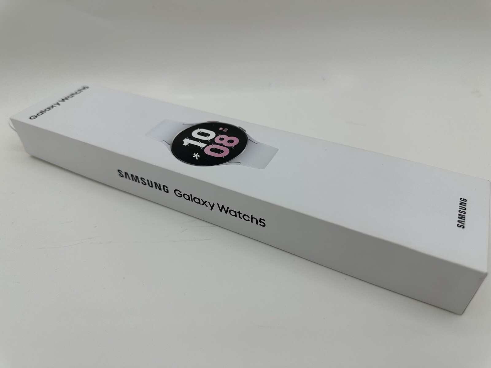Samsung Galaxy Watch5 44mm Aluminum Case White Band Smartwatch WiFi GPS, Sealed