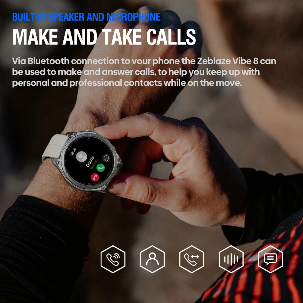 Zeblaze VIBE 8 Smartwatch 1.43″ AMOLED Voice Calling Flashlight Heart Rate