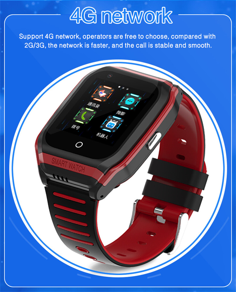 Kids Smart Watch Video Call 4G Phone Watch w/SIM Slot SOS Button for Android IOS