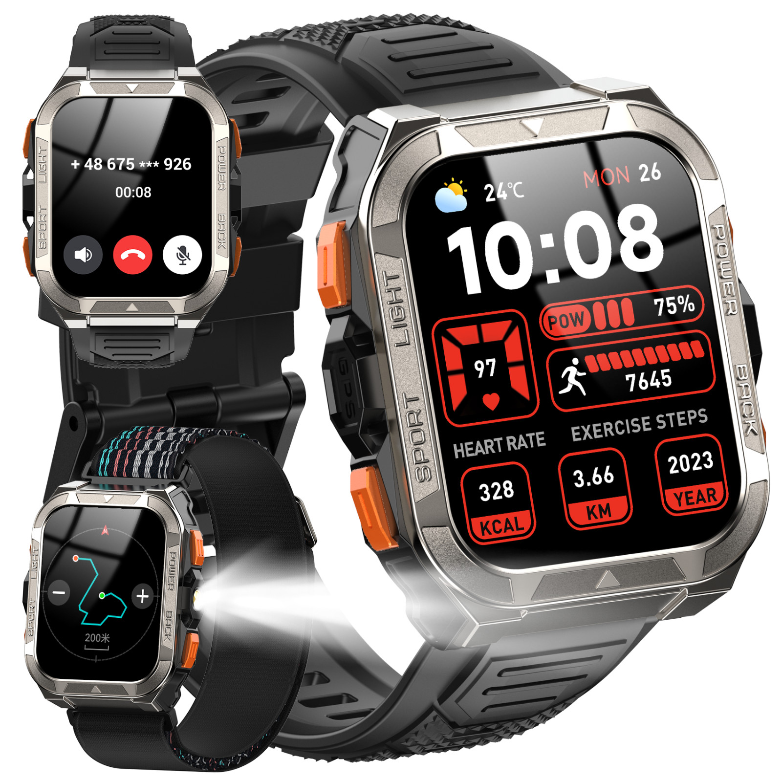 Blackview W80PRO Rugged Smart Watch Men, GPS Position Smartwatch ，AI Translation