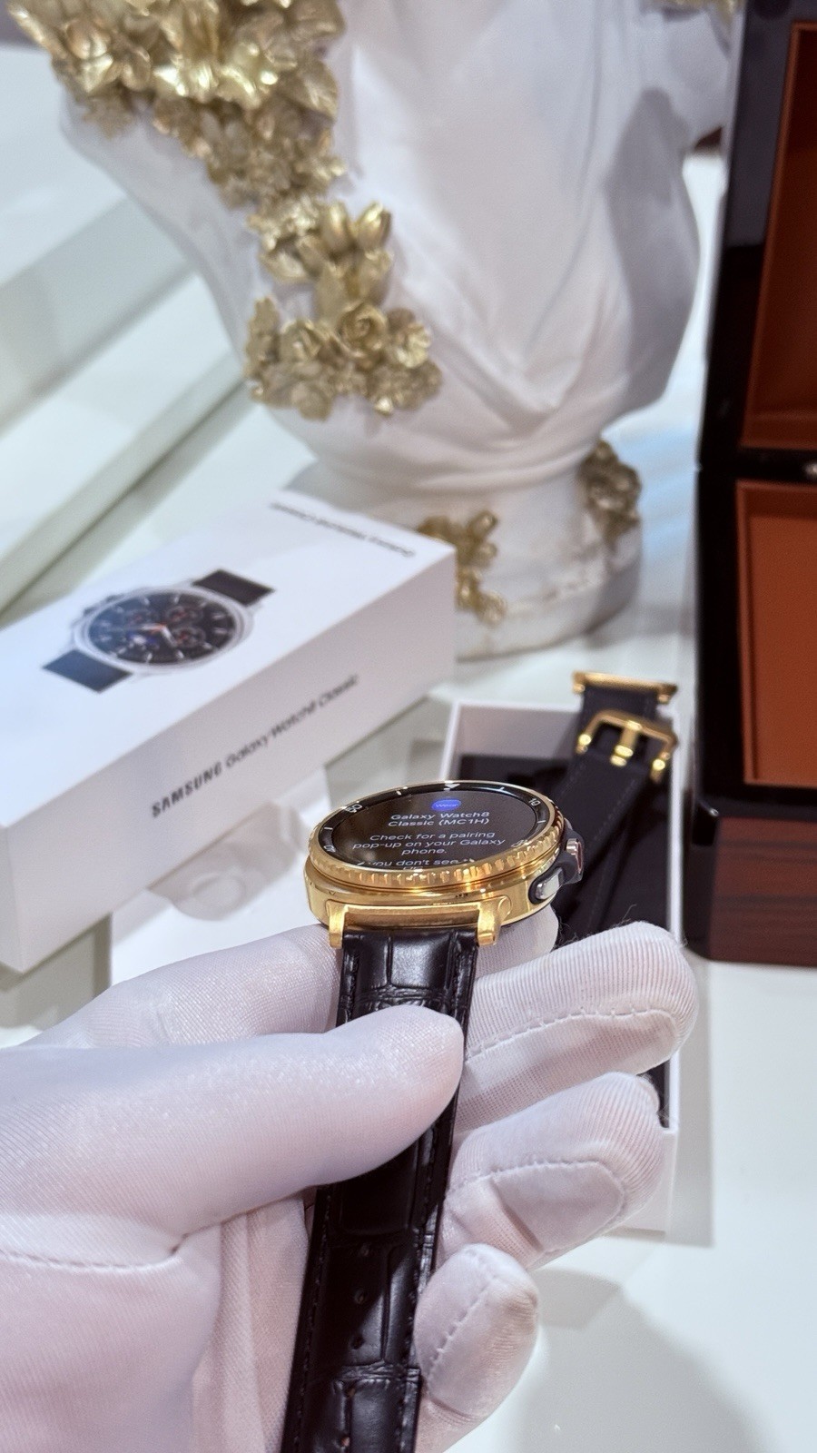 Custom 24k Gold Plated Samsung Galaxy Watch 8 Classic Black GPS LTE 2 Bands