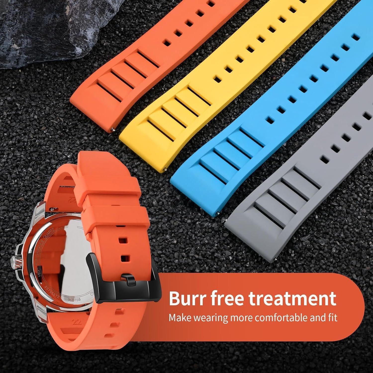 Strap For Watch, Soft Breathable Diving Strap with Black Buckle 19mm 20mm 21mm 2