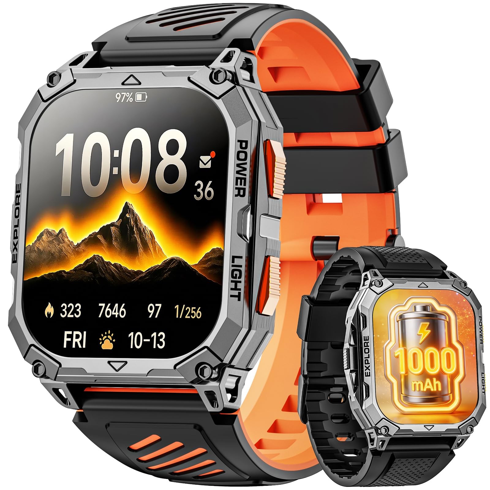 Smart Watches for Men, 2.01″ HD Military with 1000mAh High-Capacity Battery/L…