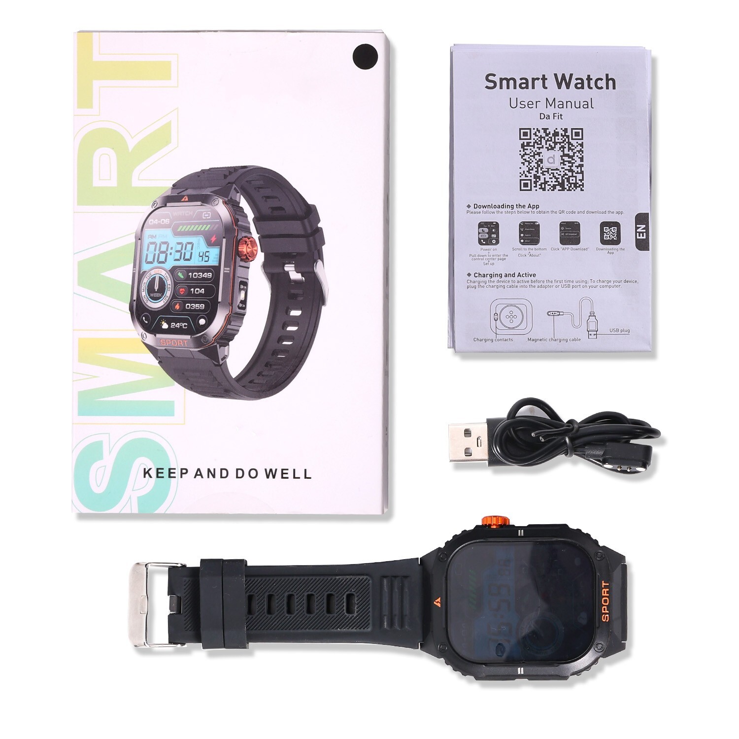 Rugged Smart Watch Bluetooth Heart Rate BP Sleep Monitor Sport Watch Waterproof