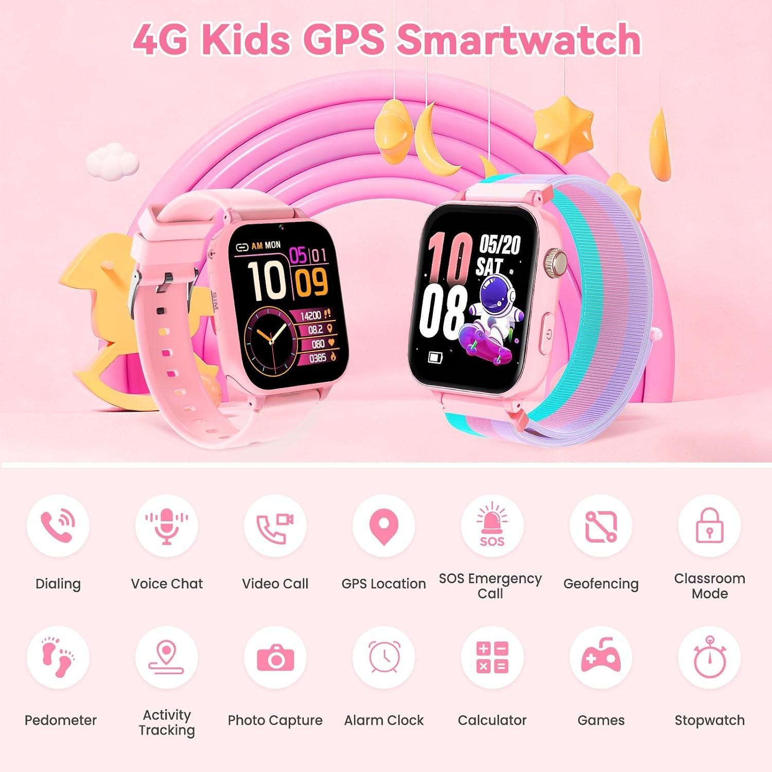 4G Kids Smart Watch Phone GPS, Smartwatch for Boys Girls Ages 4-12 with Vide…