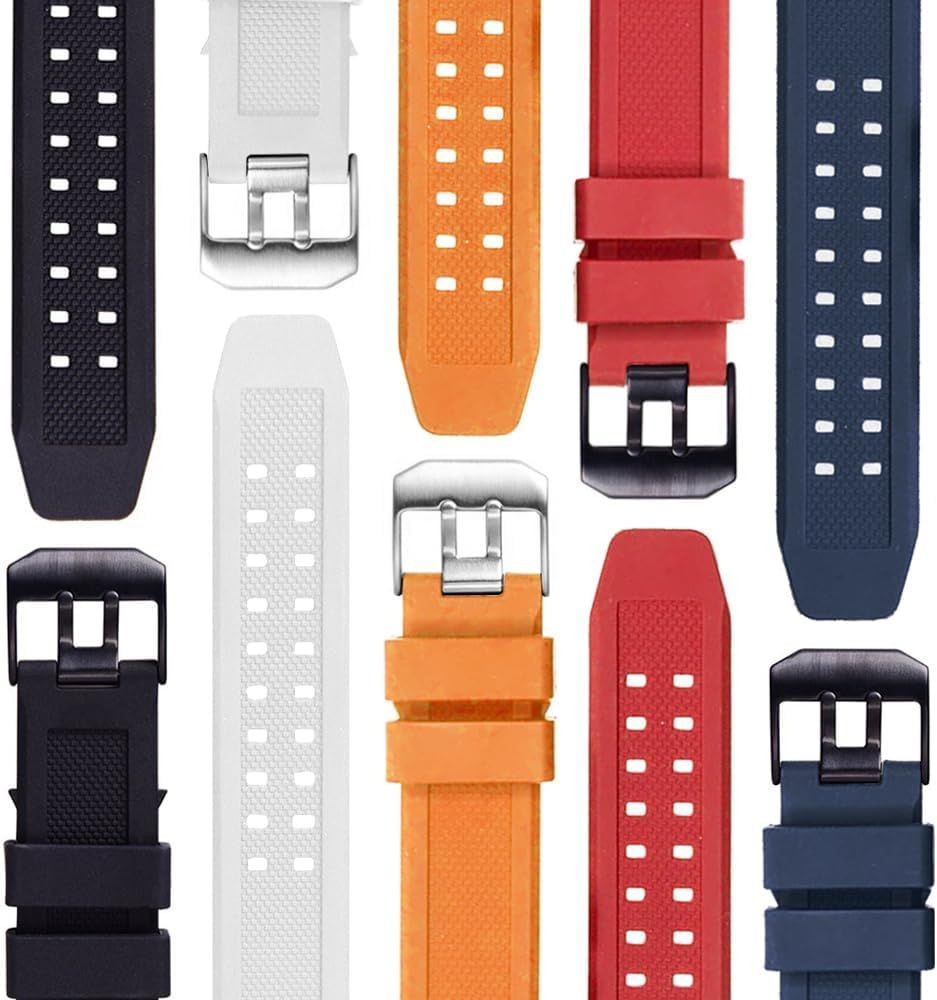 Strap Only For 3050 8800 3950 Series 23mm Rubber Waterproof Black/Silver Buckle