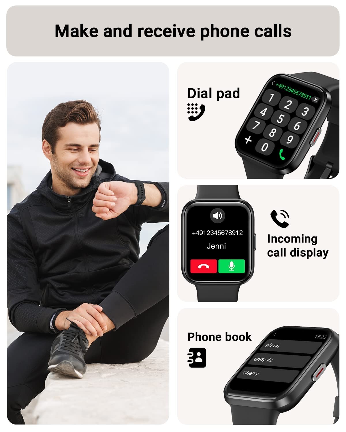 Smart Watch for Android/iPhone, 1.8″ Touch Screen, Alexa, Fitness Tracker, Water