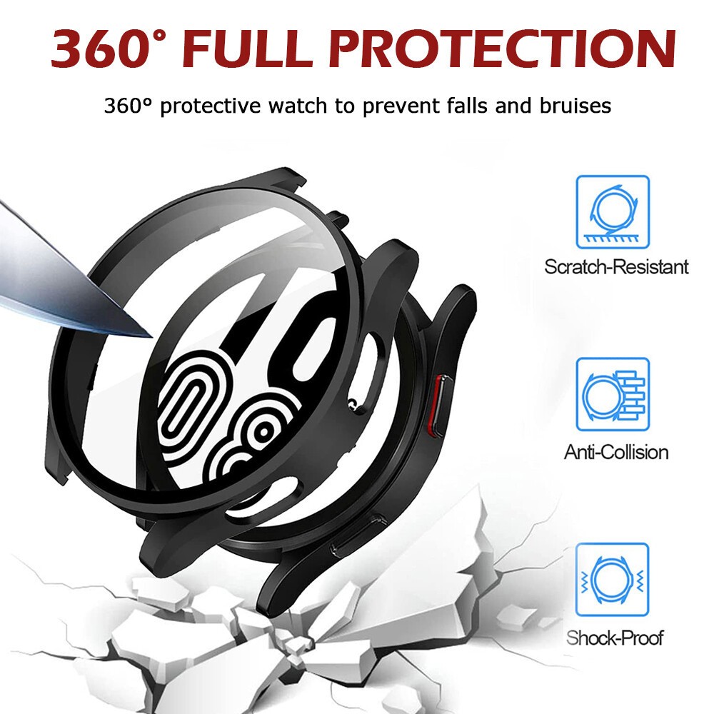 For Samsung Galaxy Watch 8 7 5 4 Hard Case Cover Tempered Glass Screen Protector