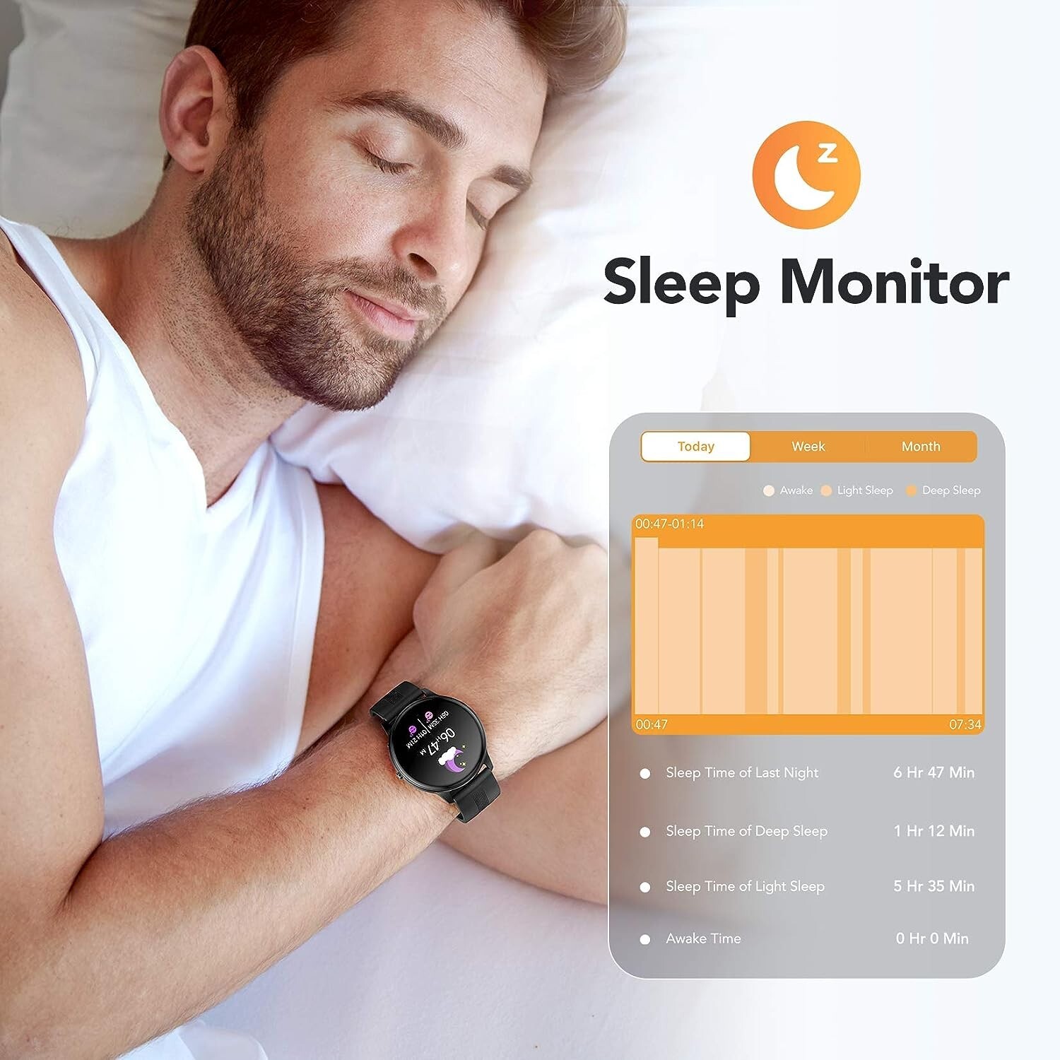 Waterproof Smart Watch for Android and iOS Fitness Tracker IPS Touch Color Scree