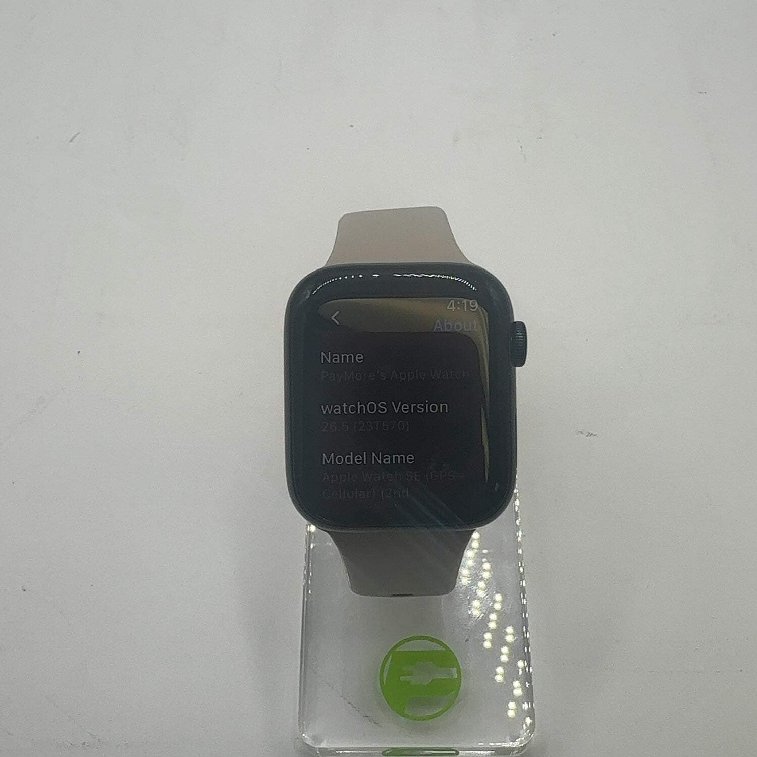 Unlocked Apple Watch SE 2nd Gen 44MM Midnight Aluminum Beige Sportband MXG33LL/A