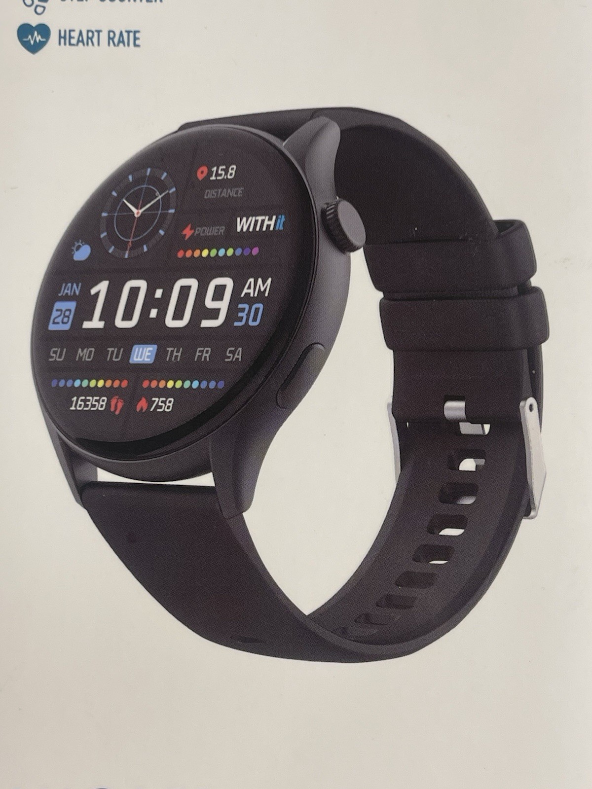 Withit DECA Touchscreen Display Amoled High Definition Smartwatch Black