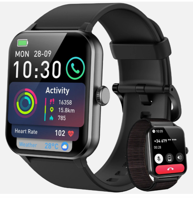 Smart Watch 1.85″ Smartwatch Alexa Built-in (Answer/Make Call)for iPhone/Android