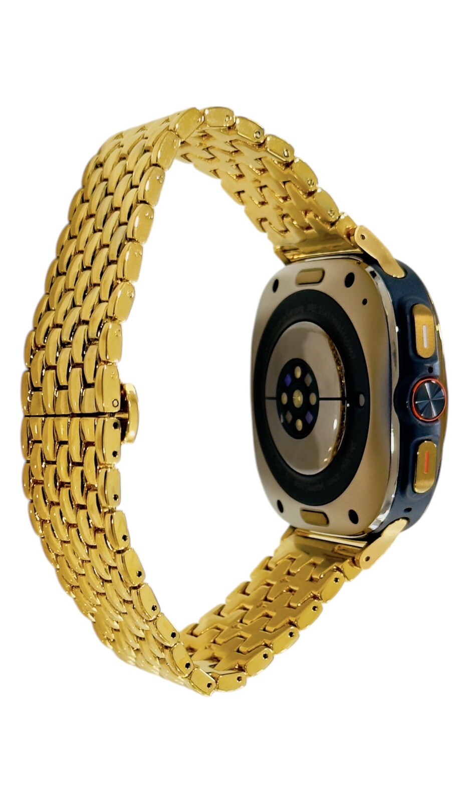 CUSTOM GOLD Samsung Galaxy Watch Ultra 2 Black 47mm 24k Gold Plated Link Band