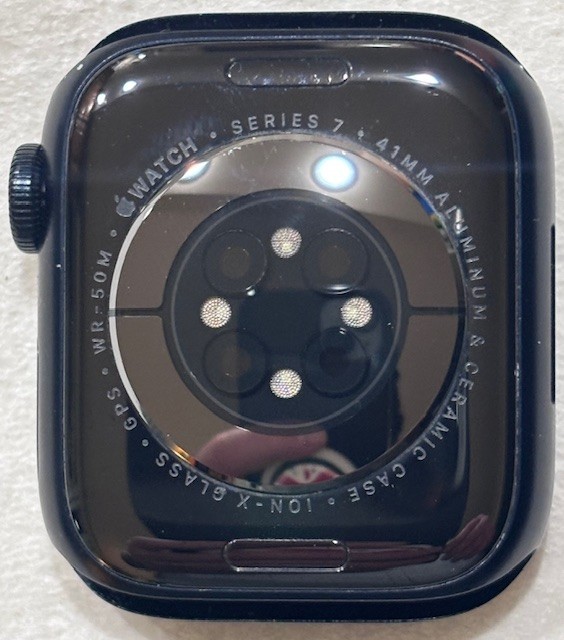Apple Watch Series 7 41mm Aluminum Case and Black Sport Band, 87% Battery Life