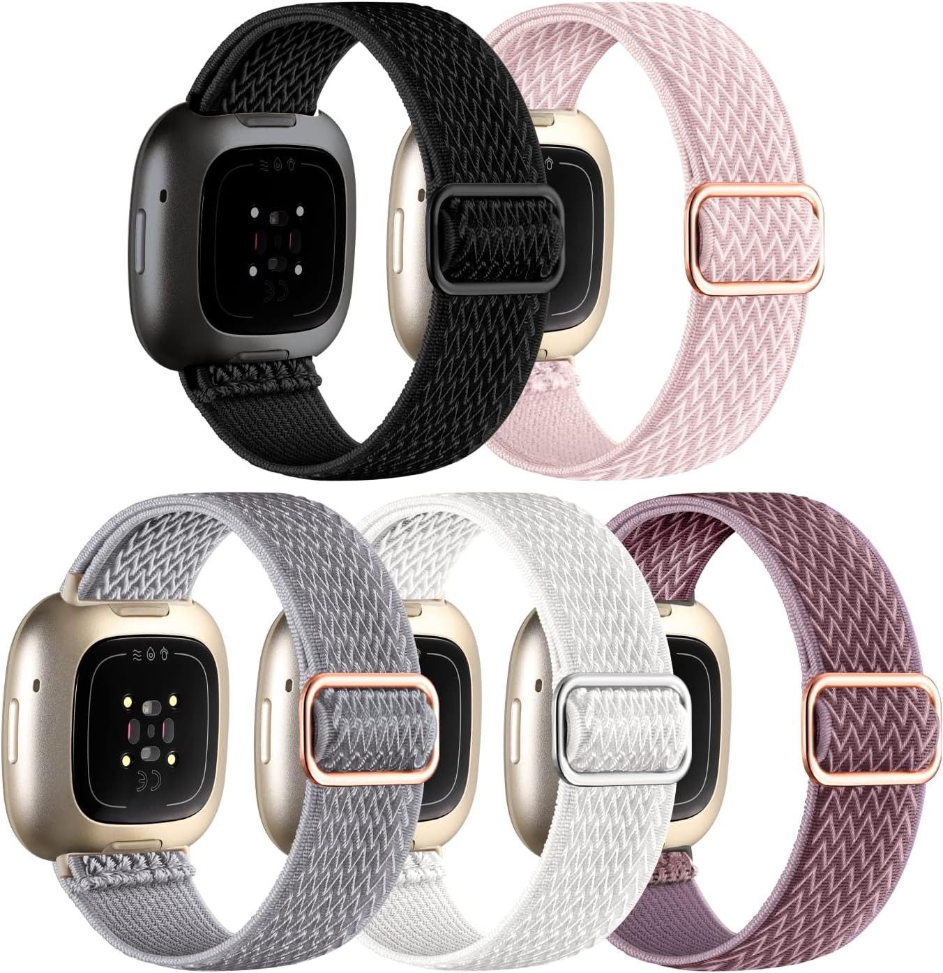 Nylon Sport Strap for Fitbit Versa 3, Sense 2, Adjustable and Stretchy Design
