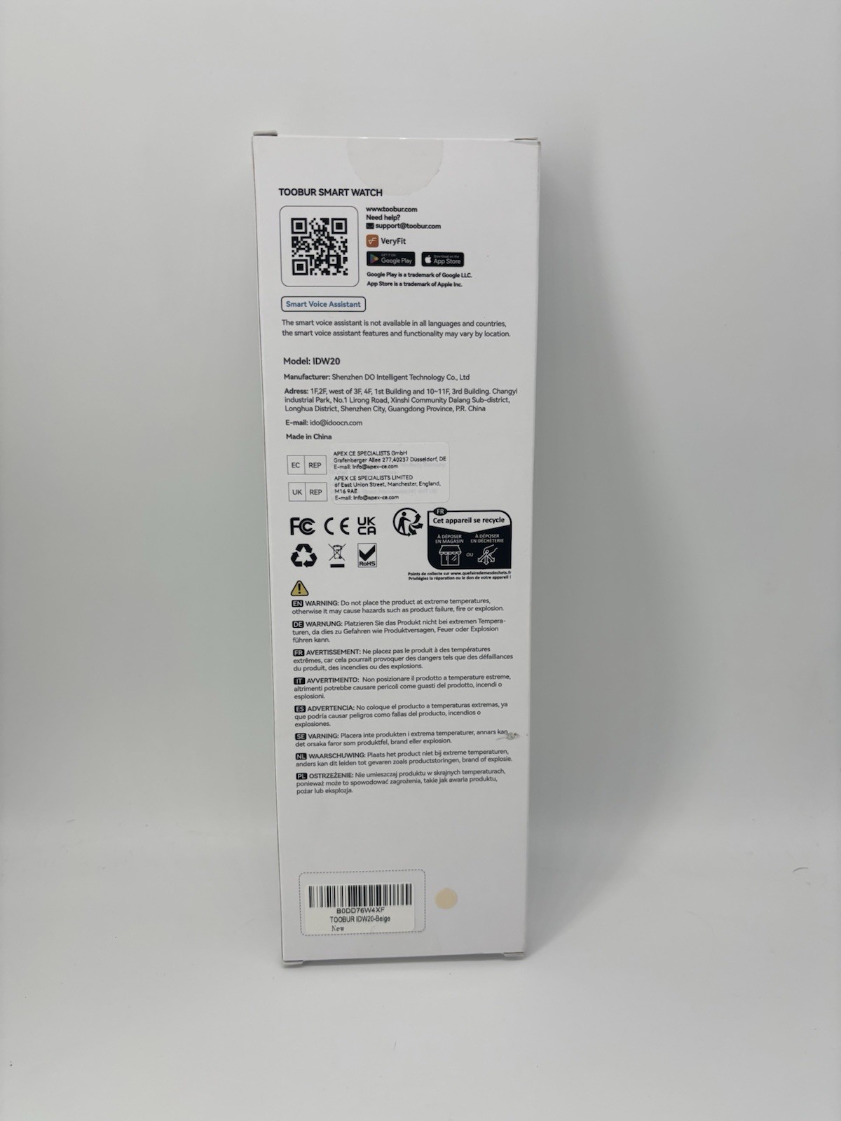 Toobur IDW20 Smart Watch – New in Box Bluetooth Fitness Tracker