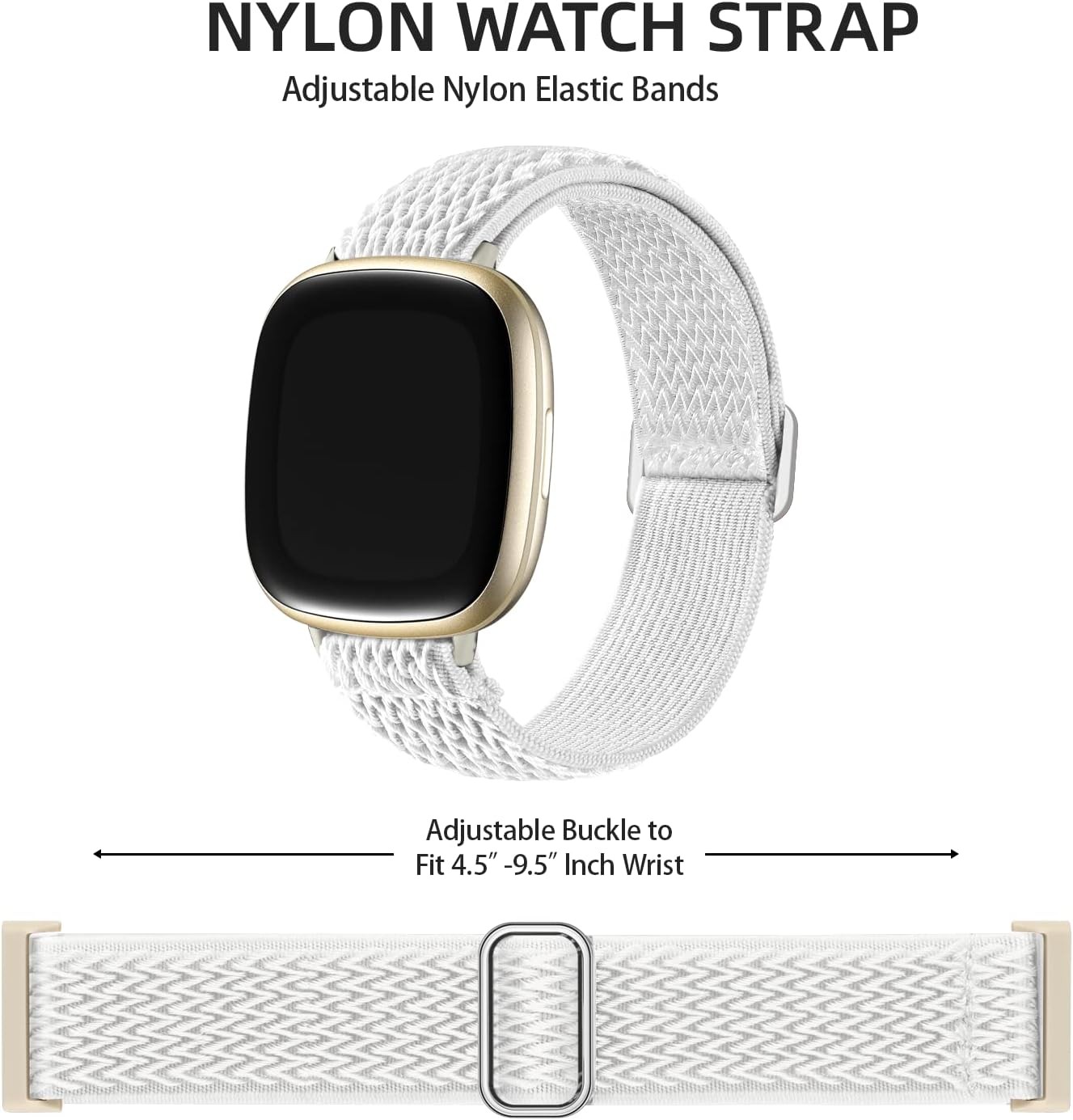 Nylon Sport Strap for Fitbit Versa 3, Sense 2, Adjustable and Stretchy Design