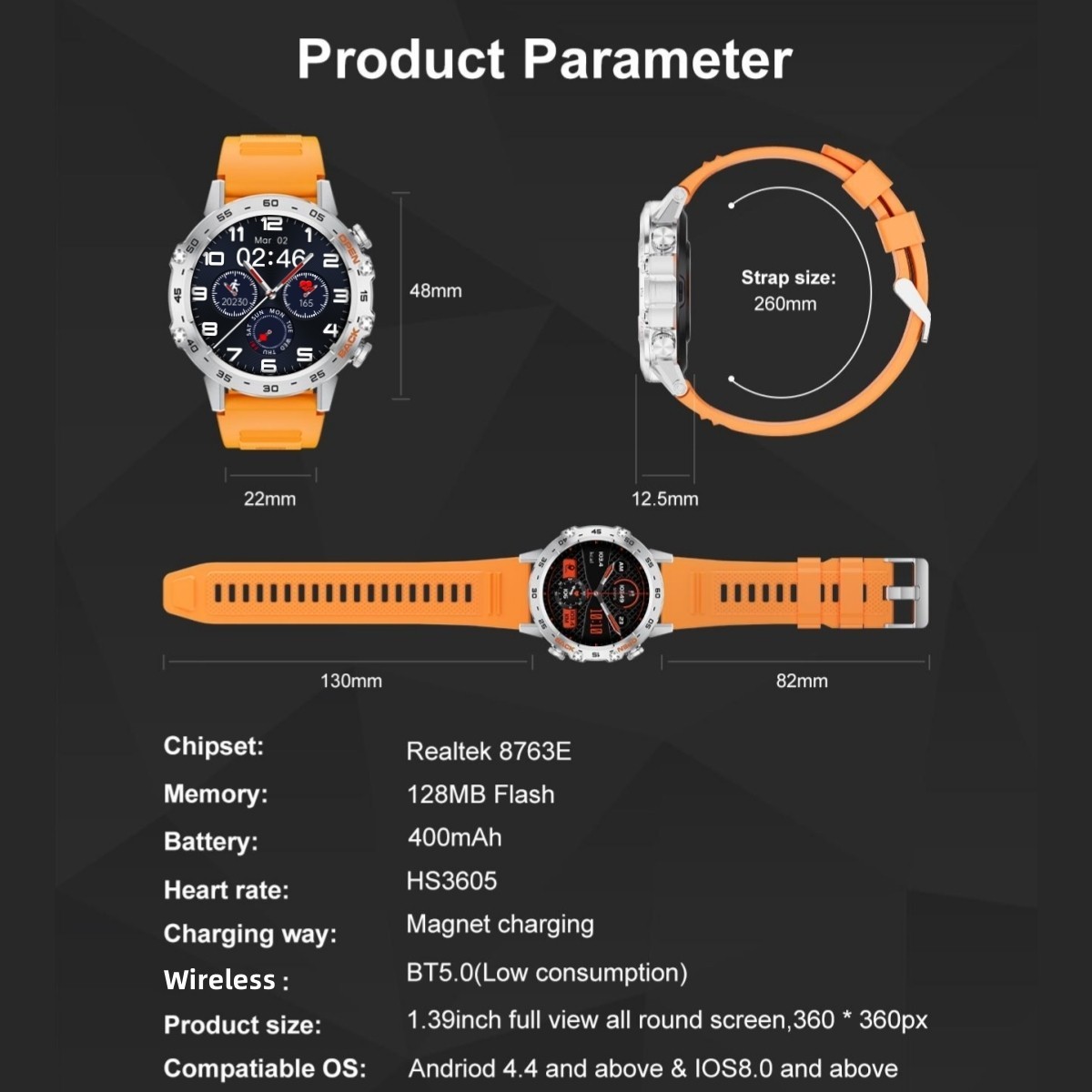 Smart Watch Men Women Heart Rate Blood Oxygen Fitness Tracker for Android IOS