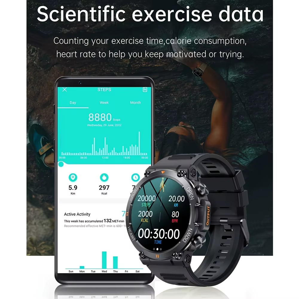 K56Pro Smart Watch for Men Heart Rate Blood Bluetooth Sport 400Mah Long Standby