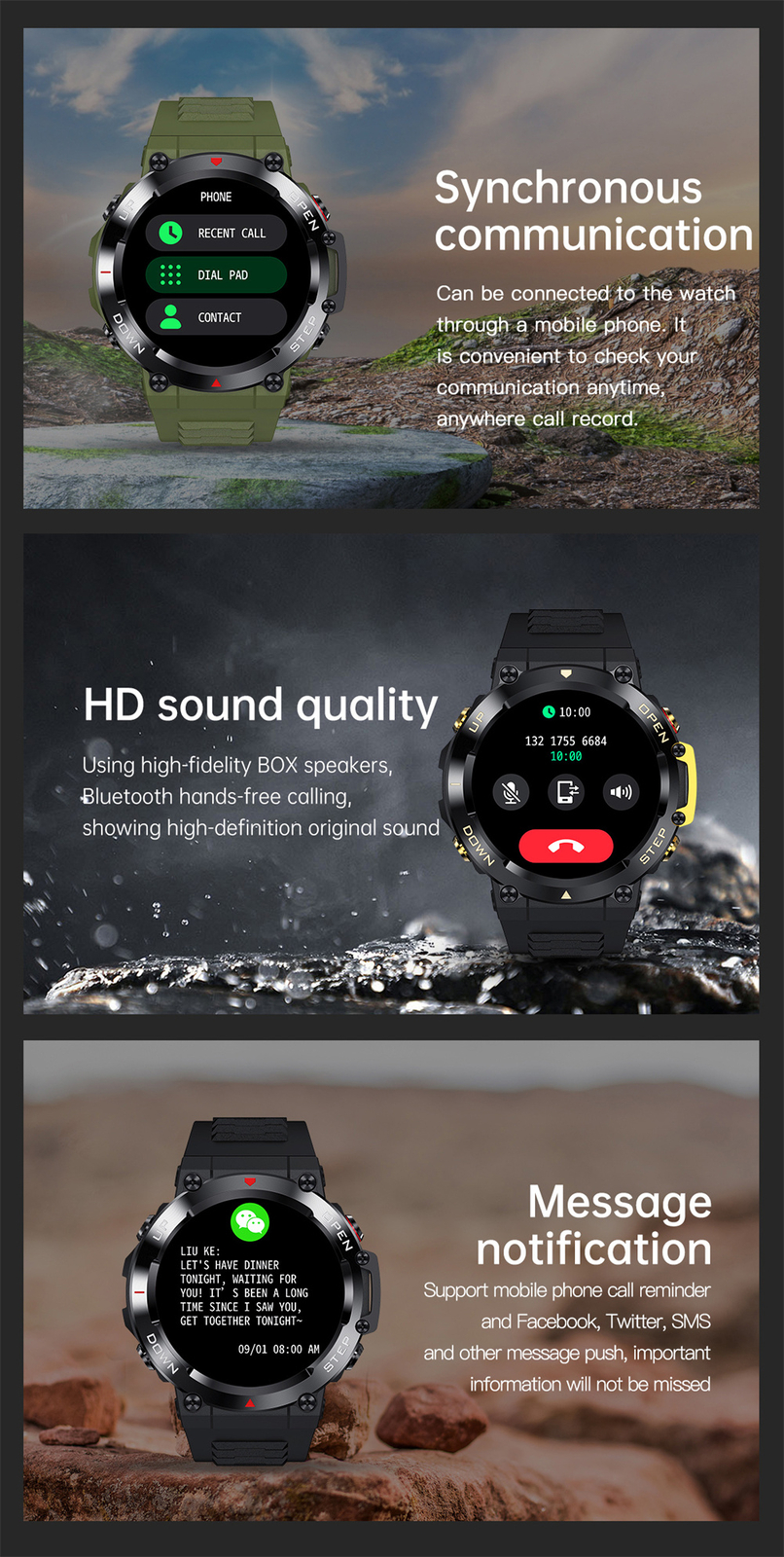 IP67 Waterproof Smart Watch for Men Women Activity Fitness Tracker Touchscreen