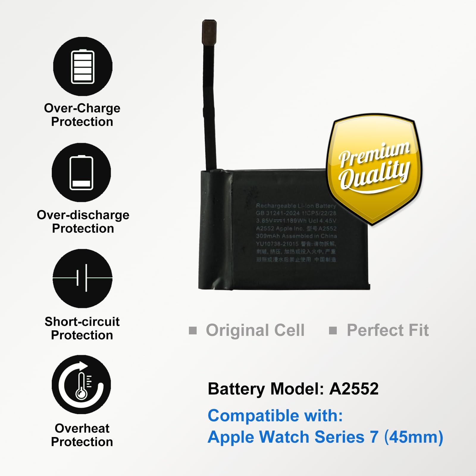 Replacement Battery Kit Compatible with Apple Watch Series 7 45mm A2552,…