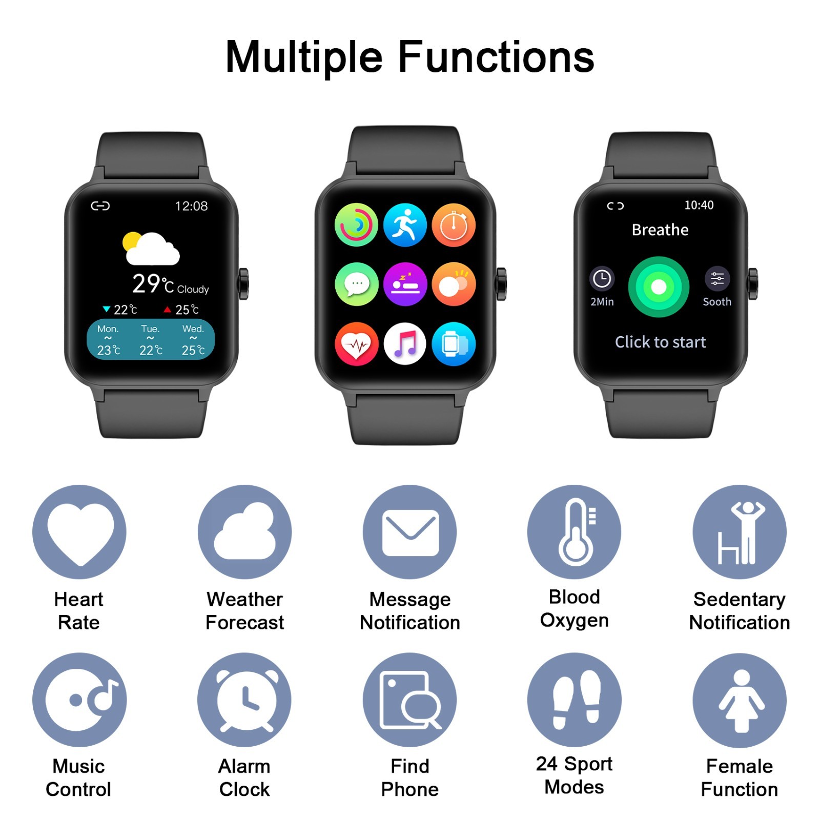 Smart Watch Heart Rate Sleep Monitor Waterproof Fitness Trackers 120+ Sports