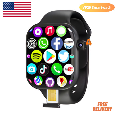 VP29 Smart Watch 5G 4G LTE Unlocked Android GPS WiFi 180° Rotating HDCamera