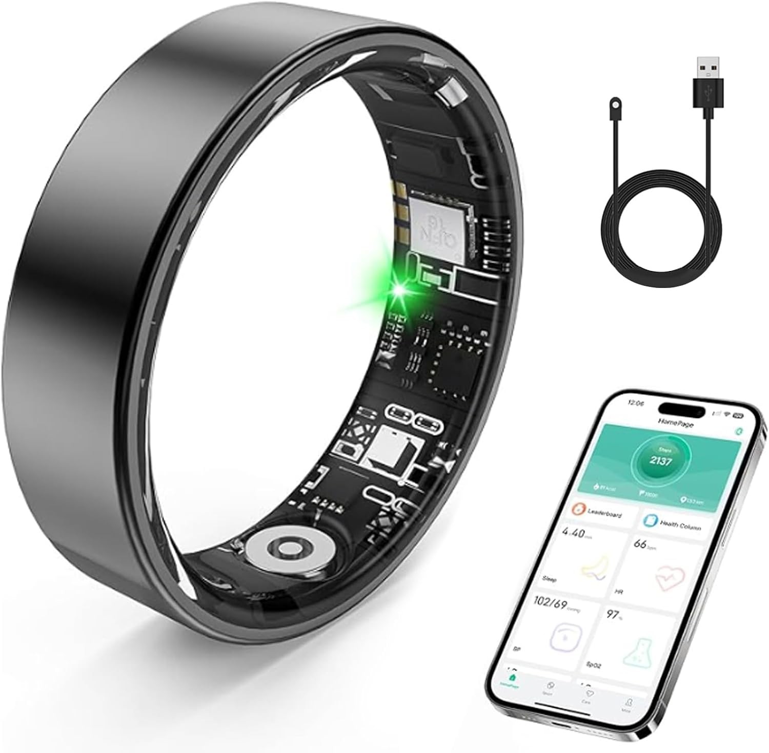 Smart Ring, Health Fitness Tracker with Sleep/Blood Pressure/Oxygen Monitoring