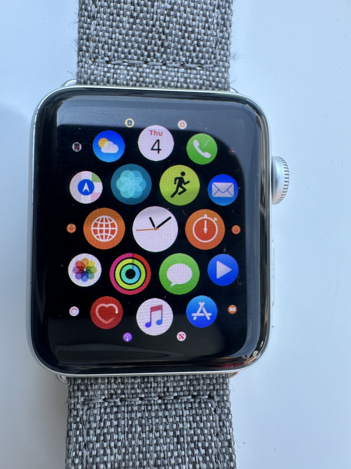 Apple Watch Series 2 42mm Silver Case Evutec Hand Band GPS Watch A1758 Unlocked