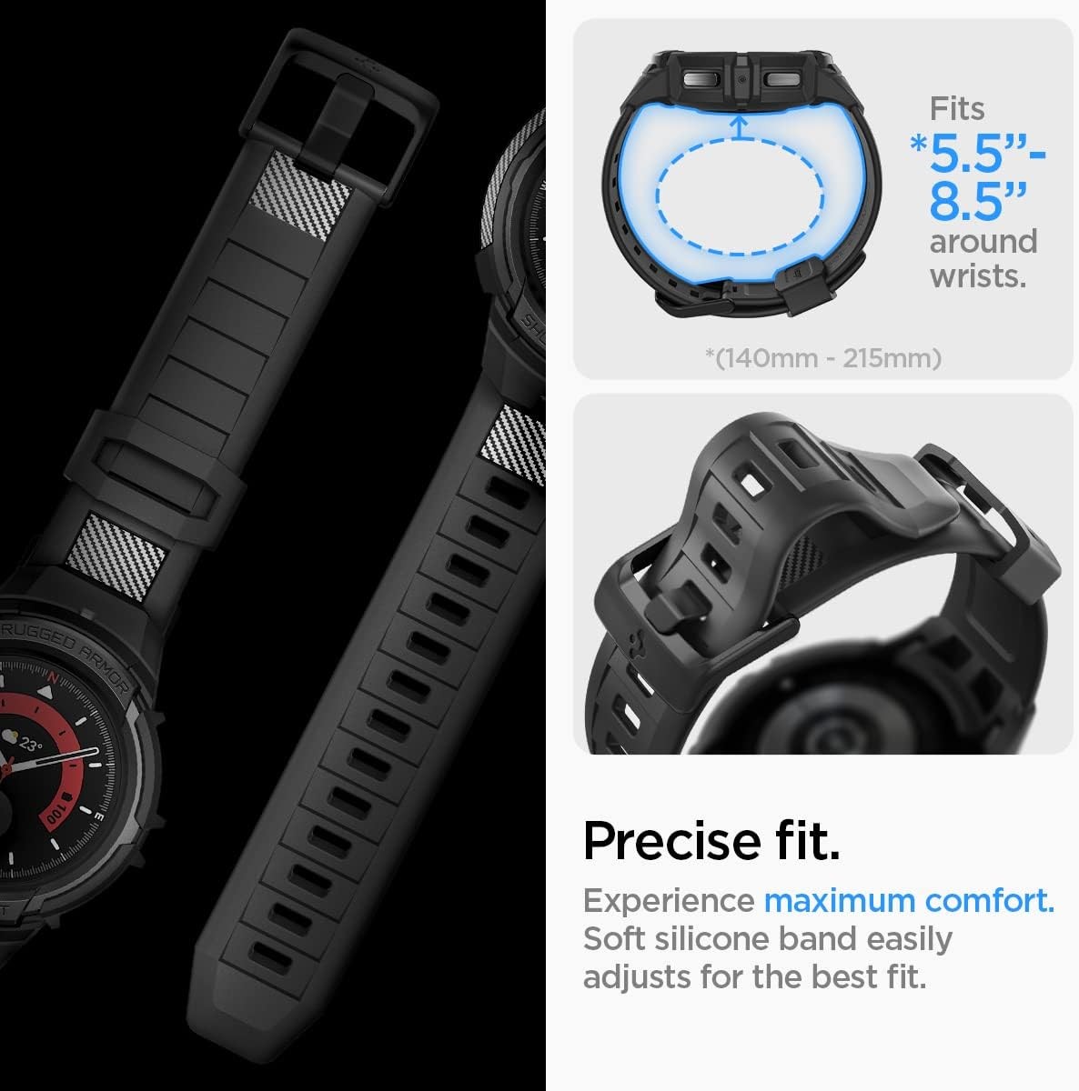 Case & Band for Samsung Galaxy Watch 5 Pro 45mm Rugged Armor Protector