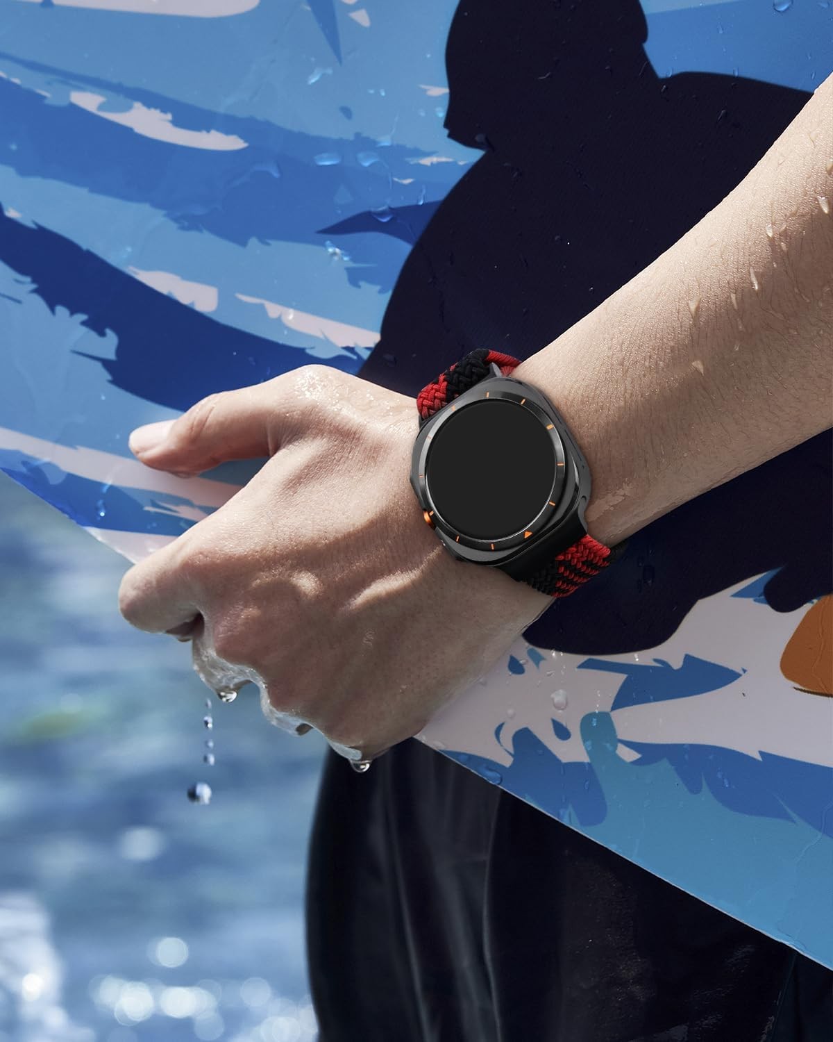 Stretchy Braided Sport Strap for Galaxy Watch Ultra 47mm, Upgrade Buckle