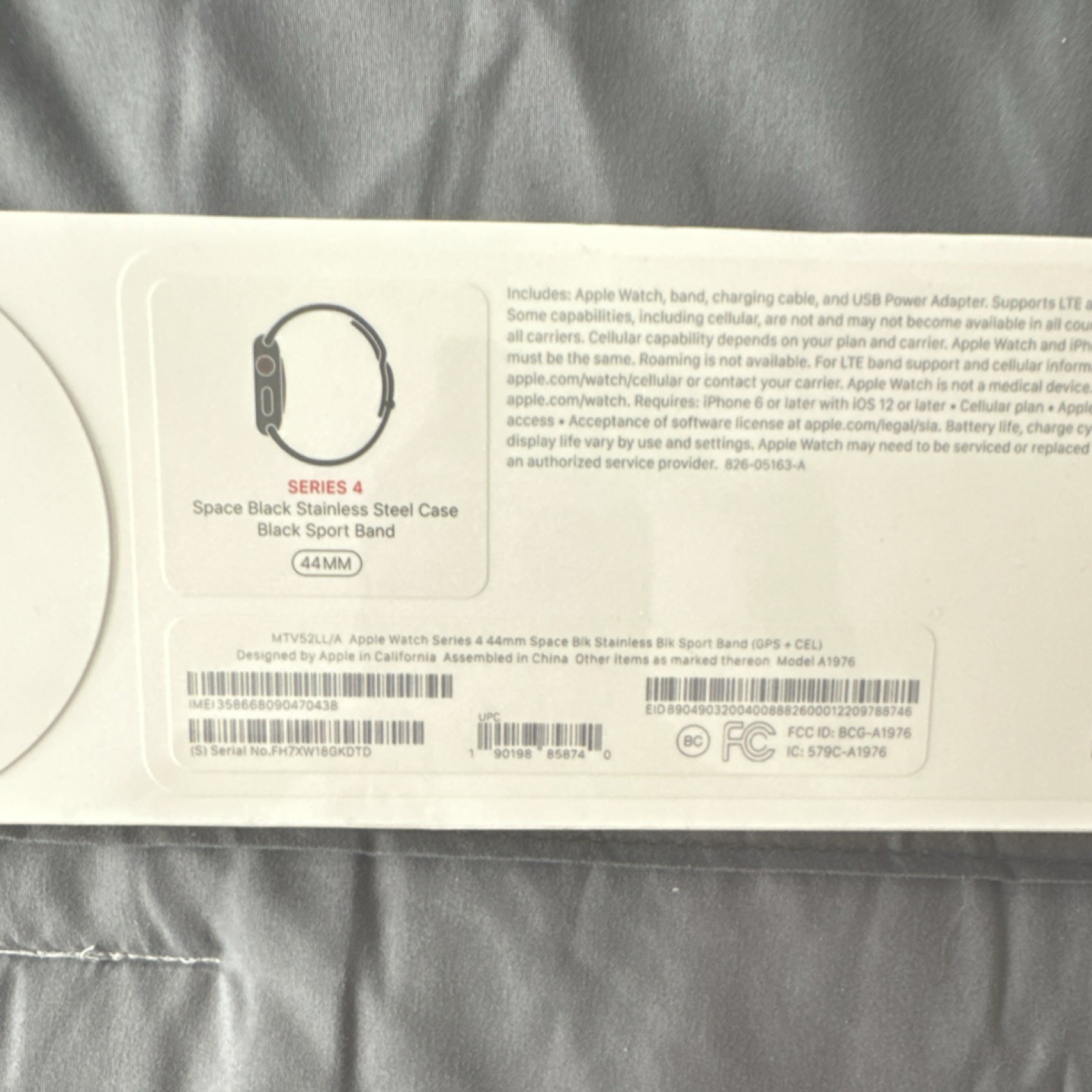 Apple Watch Series 4 Space Black Stainless Steel Case Black Sport Band 44mm