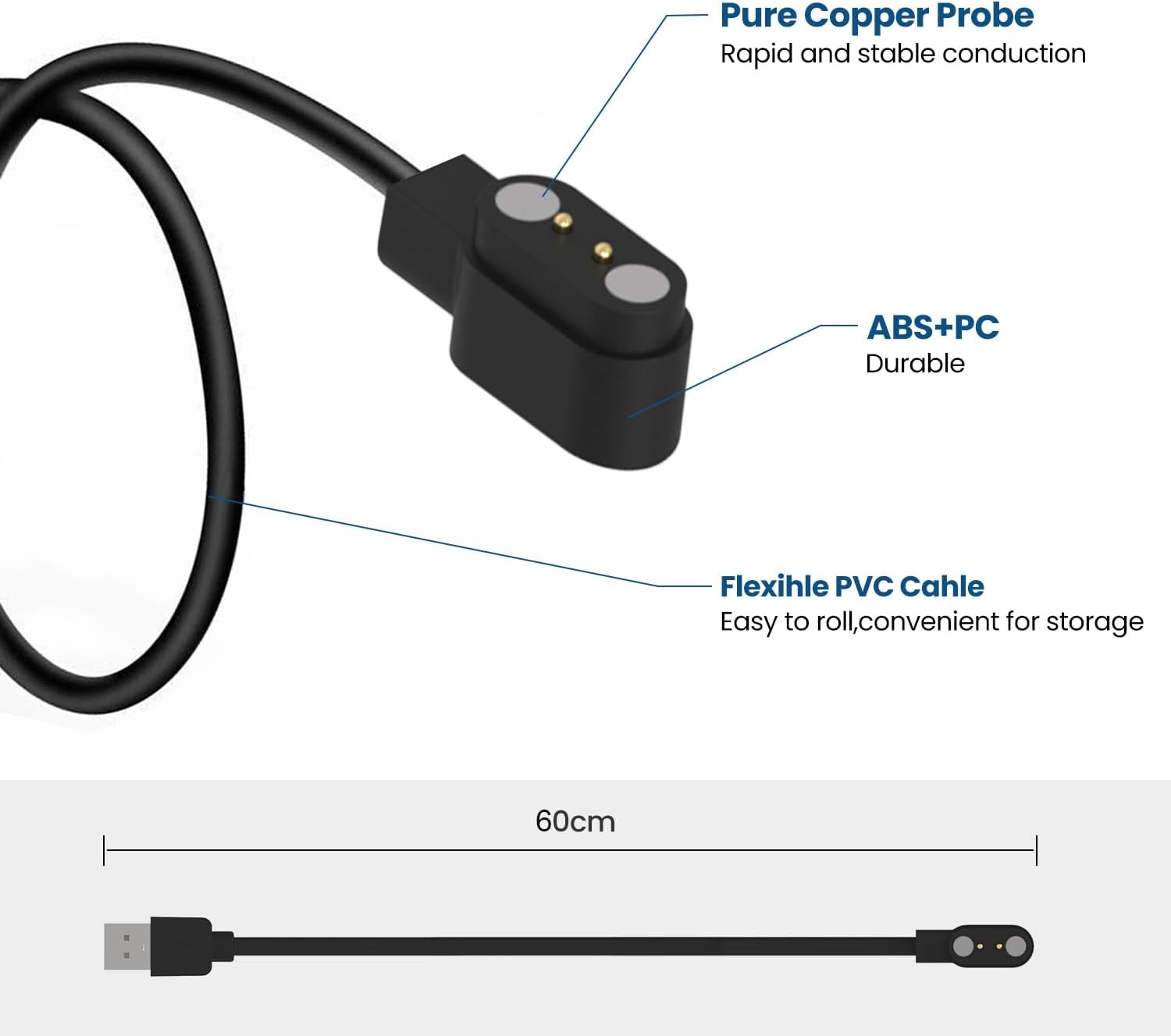Smart Watch Chargers for FITVII HM78 HM68 HM58 HM57 H56, Iaret I18, Morepro HM57