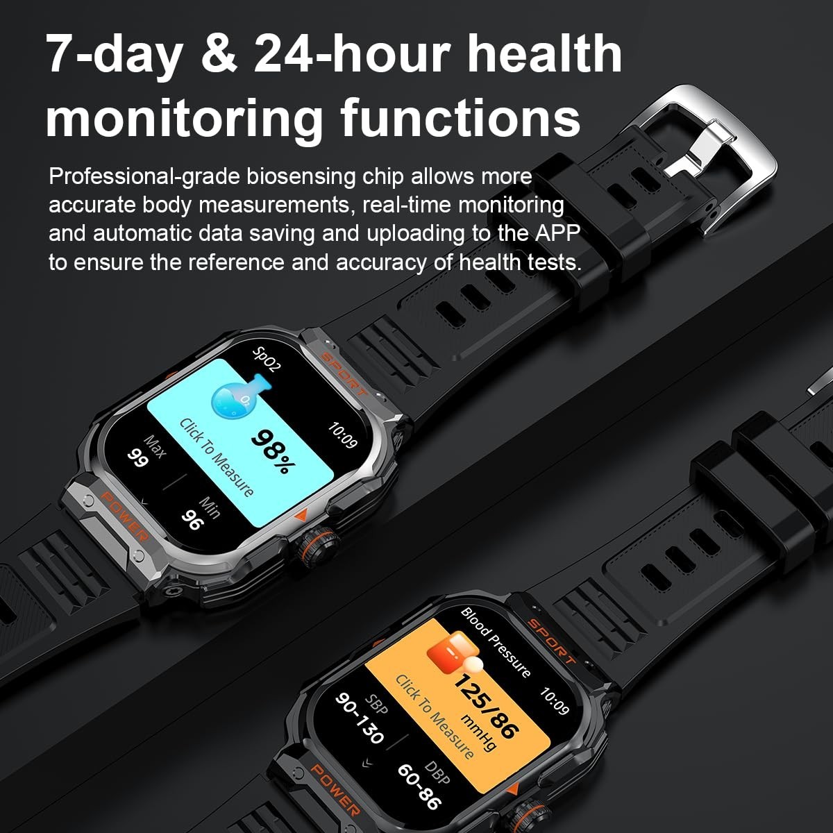 FANCHENGZI Smart Watch with Earbuds 2.01″ HD Screen Military Watch Men HR SpO2