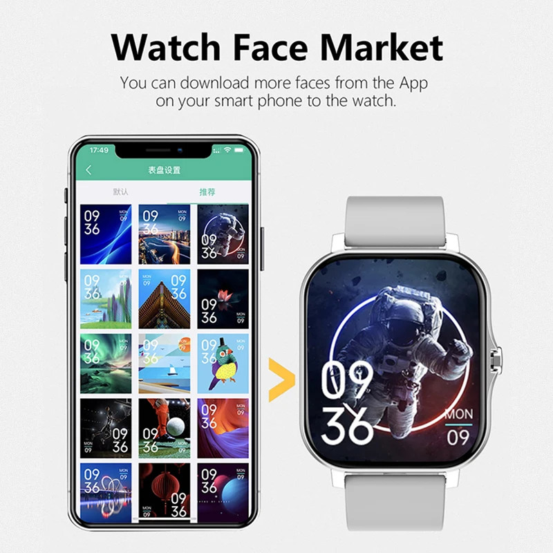 1.83” Sport Smart Watch Fitness Clock Health Monitor Waterproof Smartwatch Wire