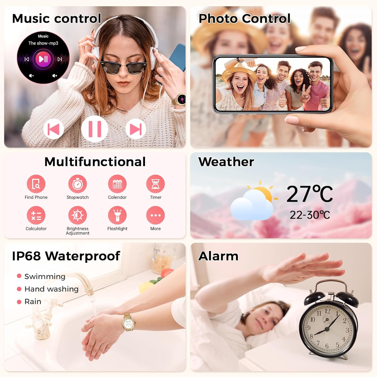 Smart Watch for Women, HD AMOLED Display Fitness Tracker Bluetooth Make/Answe…