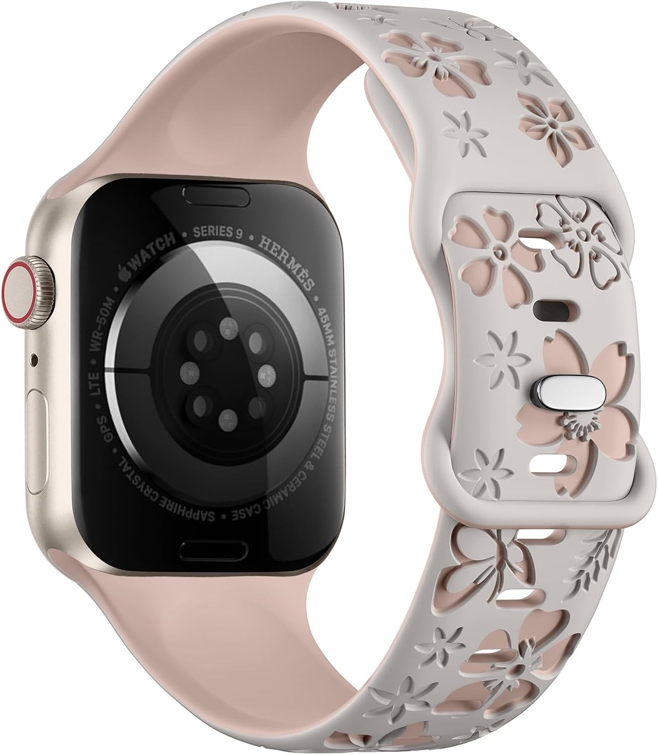 Soft Silicone Floral Engraved Band for Apple Watch 38mm 40mm 41mm 44mm 45mm