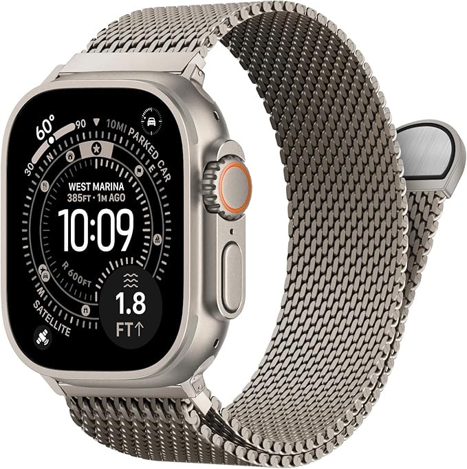 Milanese Loop Stainless Steel Mesh Magnetic Buckle Strap Compatible with Apple W