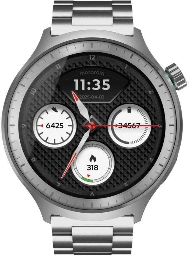 MOTOROLA moto watch Smartwatch ( Matte Silver band Strap, Free Size)