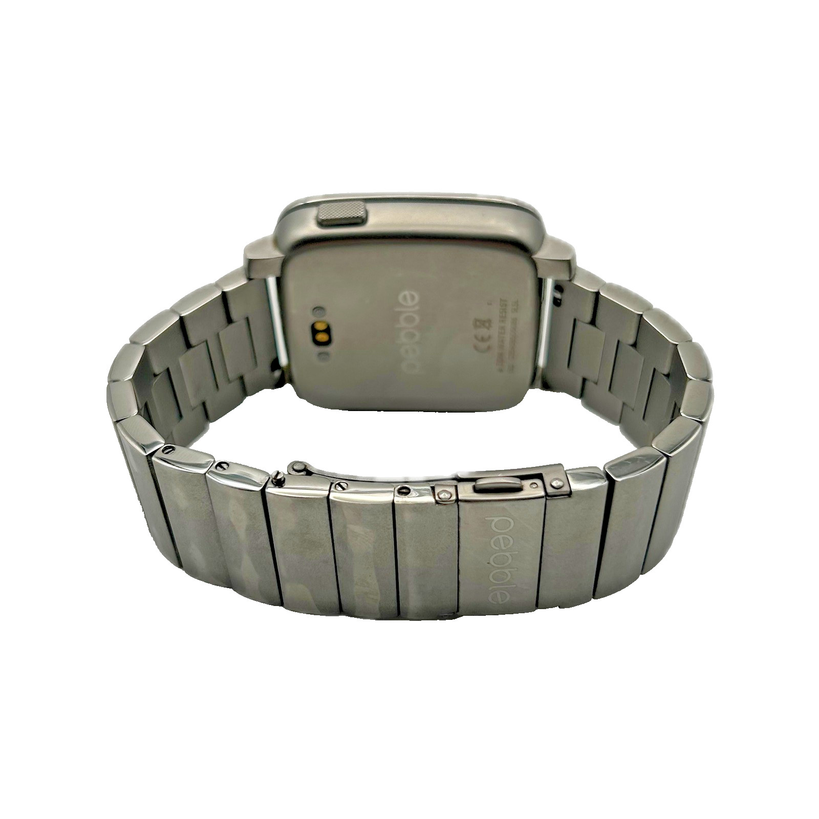Pebble Time Steel Smartwatch 38mm Stainless Steel Silver Metal Band Fitness Used