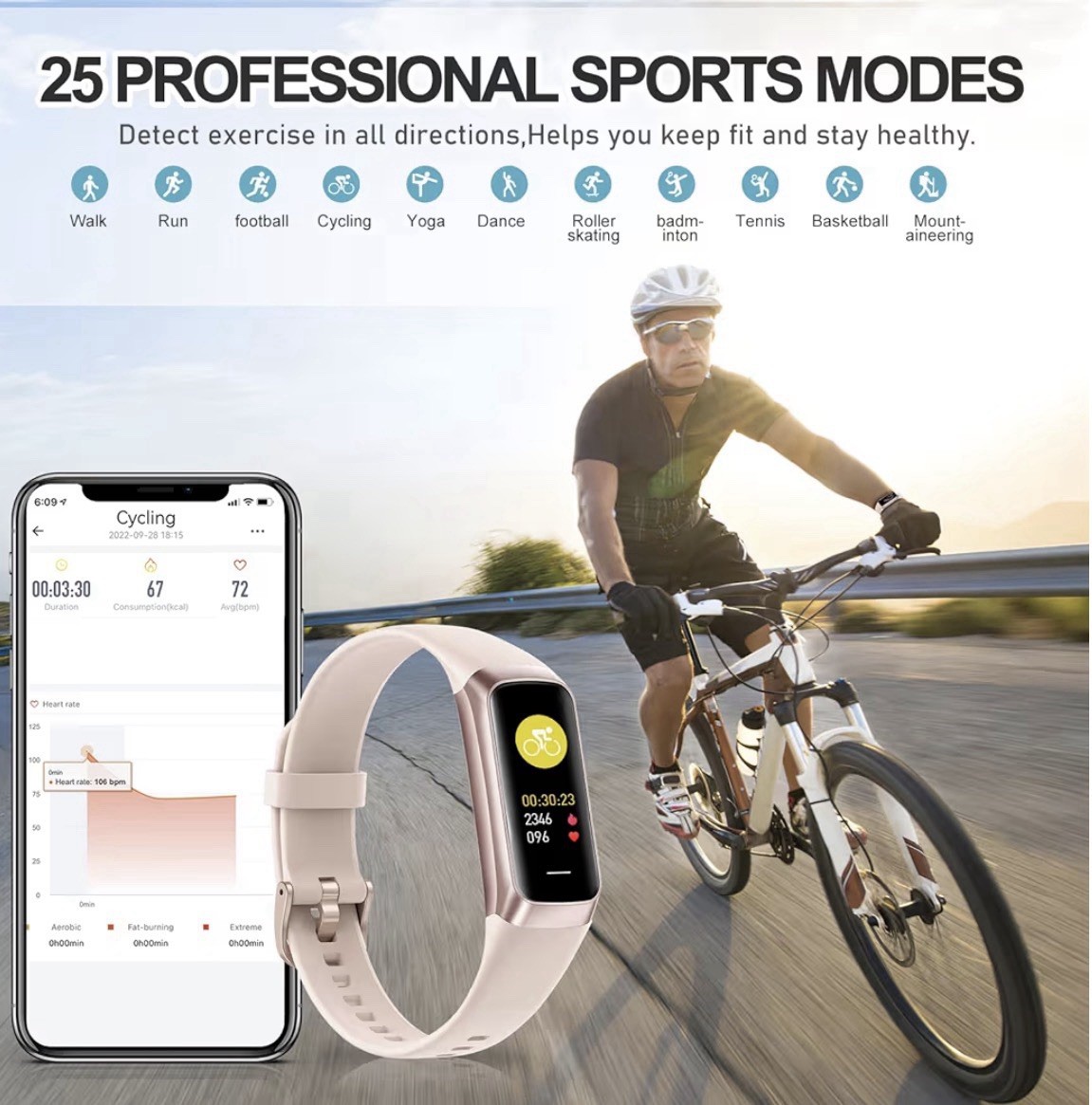 Fitness Tracker with 24/7 Heart Rate, Blood Oxygen Blood Pressure Sleep Monitor,