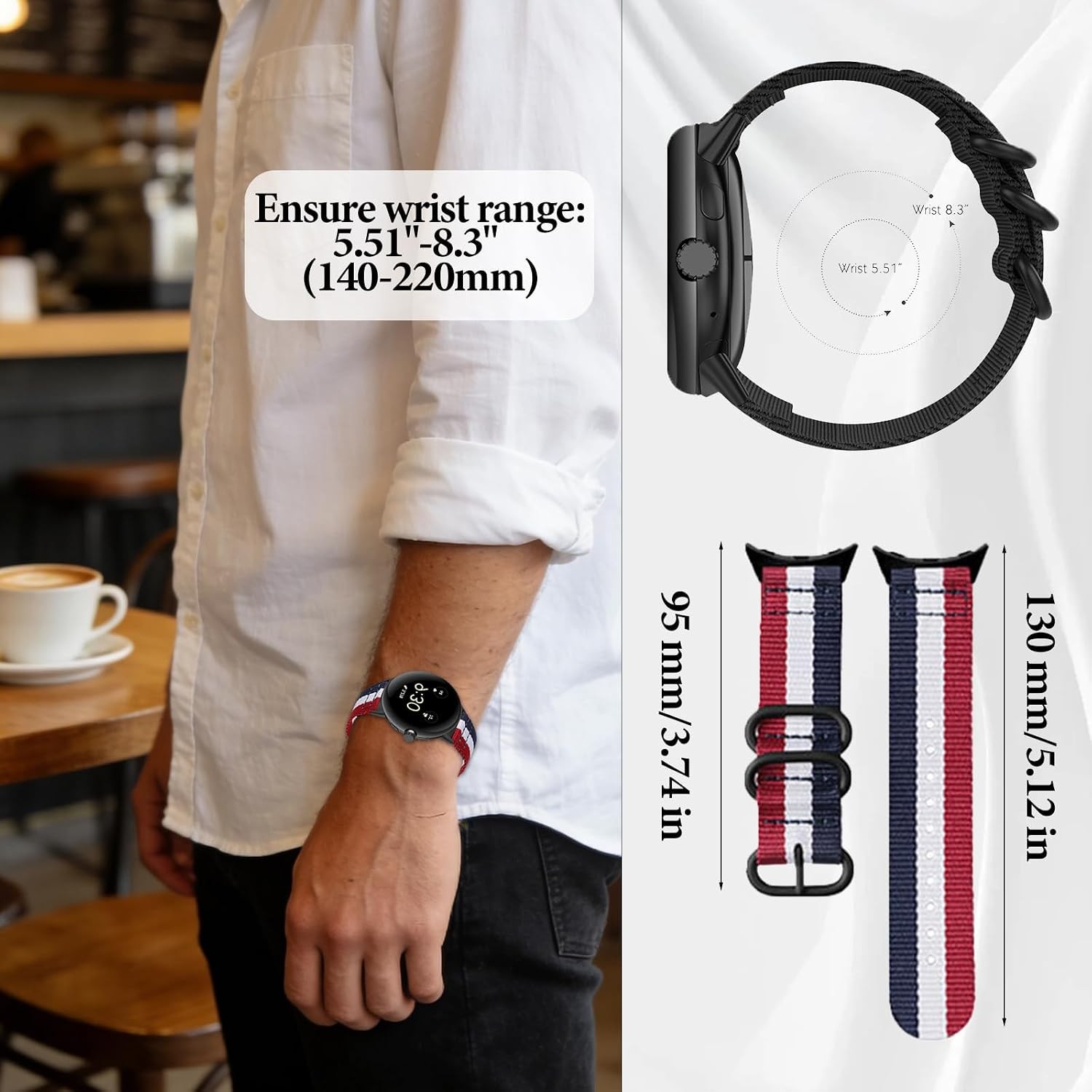 Soft Nylon Strap Compatible with Google Pixel Watch 1/2, Adjustable, All-Day Wea