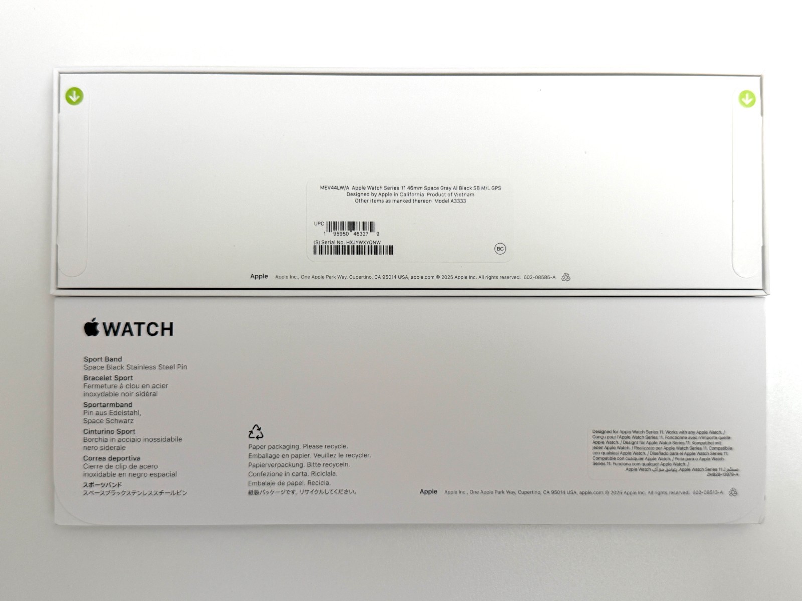 Apple Watch Series 11 46mm GPS Space Gray w/ M/L Black Sport Band MEV44LW/A