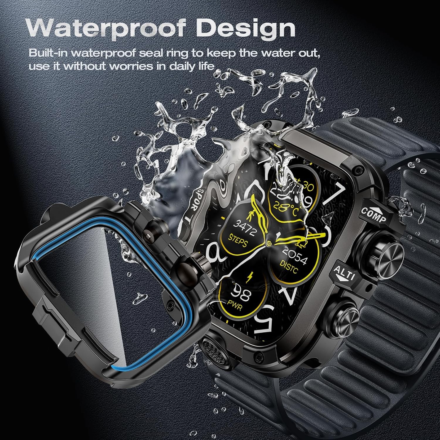 3 in 1 Metal PC Case for Apple Watch Series 9/8/7 45mm 360° Protective Bumper